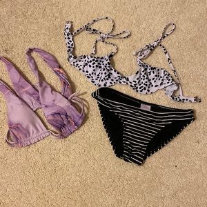 Bikini tops and bottoms, womens size Small in tops, Xs bottoms